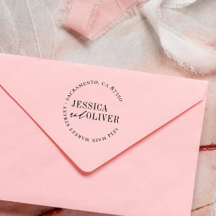 Gepersonaliseerde klassieke bruiloft ronde retour zelfinktende stempel