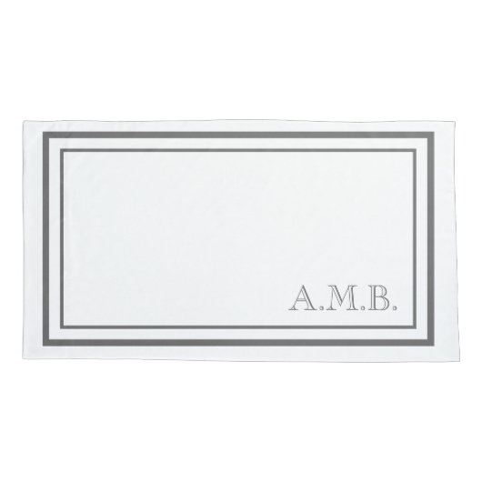 Gepersonaliseerde Klassieke Donkergrijze Monogram  Kussensloop (Achterkant)