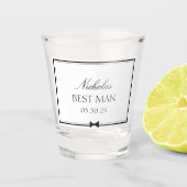 Gepersonaliseerde Klassieke Eenvoudige Bowtie Best Shot Glas (Voorkant)