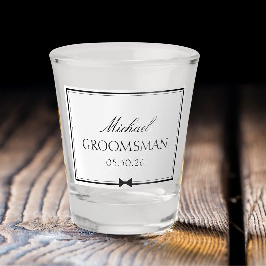 Gepersonaliseerde Klassieke Eenvoudige Bowtie Groo Shot Glas