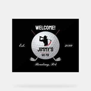 Gepersonaliseerde klassieke Golf Bar Acryl teken Bord