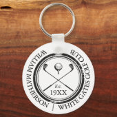 Gepersonaliseerde klassieke golfclubnaam sleutelhanger (Voorkant)