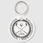 Gepersonaliseerde klassieke golfclubnaam sleutelhanger (Achterkant)