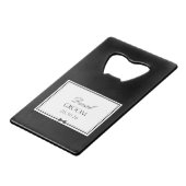 Gepersonaliseerde Klassieke Moderne Eenvoudige Bow Creditkaart Flessenopener (Voorkant Gekanteld)