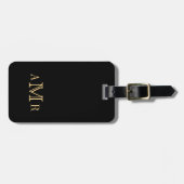 Gepersonaliseerde klassieke monogram zwart bagagelabel (Voorkant horizontaal)