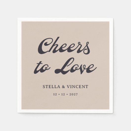 Gepersonaliseerde klassieke 'Proost op Liefde' bru Servet (Voorkant)