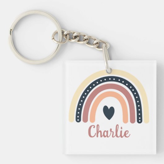 GEPERSONALISEERDE KLASSIEKE REGENBOOG BOHO CHRISTE SLEUTELHANGER (Voorkant)