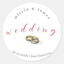 Gepersonaliseerde klassieke ronde bruiloft sticker