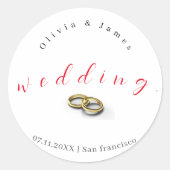Gepersonaliseerde klassieke ronde bruiloft sticker (Voorkant)