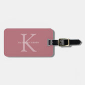 Gepersonaliseerde klassieke stoffige roze monogram bagagelabel (Voorkant horizontaal)