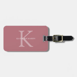Gepersonaliseerde klassieke stoffige roze monogram bagagelabel
