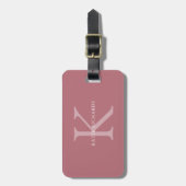 Gepersonaliseerde klassieke stoffige roze monogram bagagelabel (Voorkant verticaal)