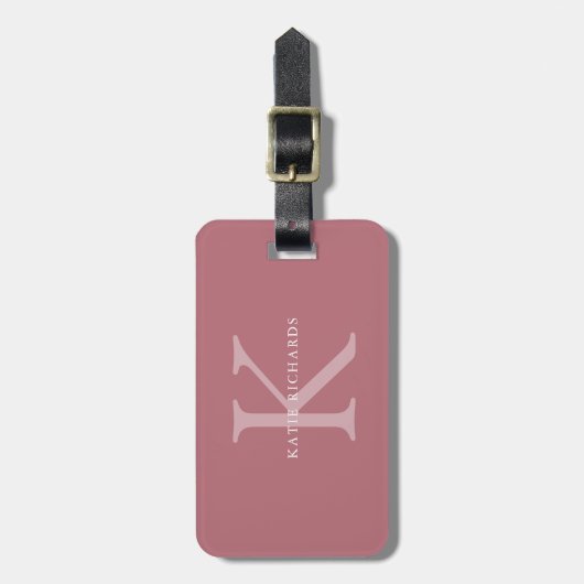 Gepersonaliseerde klassieke stoffige roze monogram bagagelabel (Voorkant verticaal)