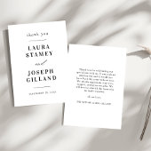 Gepersonaliseerde klassieke zwart-wit bruiloft bedankkaart