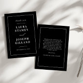 Gepersonaliseerde klassieke zwart-wit bruiloft bedankkaart