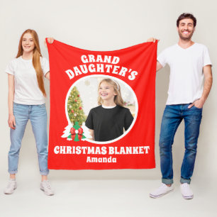 Gepersonaliseerde kleindochter foto kerst fleece deken