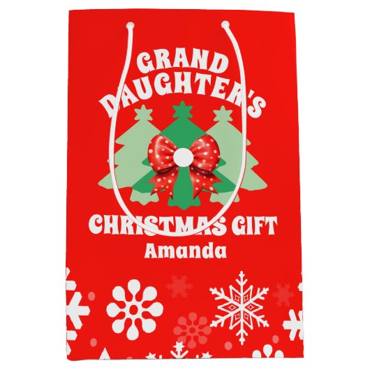 Gepersonaliseerde kleindochter's kerstcadeau medium cadeauzakje (Voorkant)