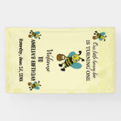 Gepersonaliseerde kleine bij thema 1e verjaardagsf spandoek (Horizontaal)