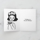 Gepersonaliseerde kleine Cartoon meisje roze verja Kaart (Binnen)