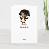 Gepersonaliseerde kleine Cartoon meisje roze verja Kaart (Achterkant)