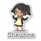 Gepersonaliseerde kleine Cartoon meisje Sticker (Voorkant)