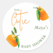 Gepersonaliseerde kleine cutie Baby shower Ronde Sticker (Voorkant)