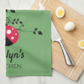 Gepersonaliseerde kleine dame bug keukenhanddoek (Quarter Fold)