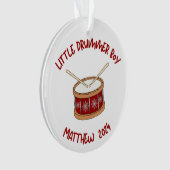 Gepersonaliseerde kleine drummer jongen ornament (voorkant)