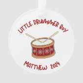 Gepersonaliseerde kleine drummer jongen ornament (voorkant)