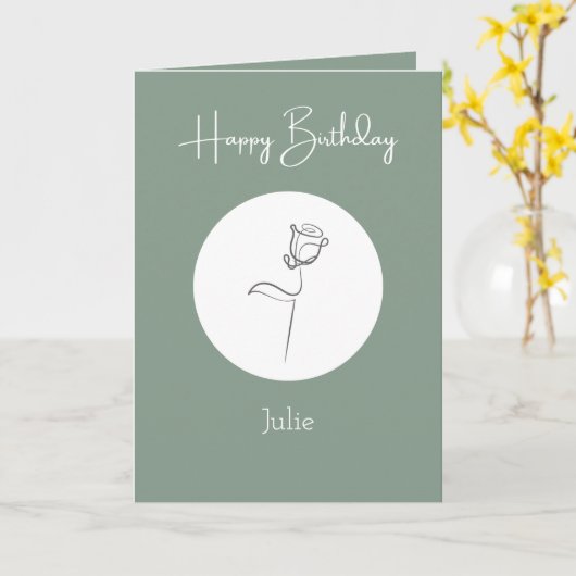 Gepersonaliseerde kleine groene verjaardagskaart kaart (Gele Bloem)