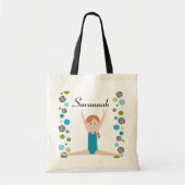Gepersonaliseerde Kleine Gymnast in Aqua en Groen Tote Bag (Voorkant)
