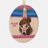 Gepersonaliseerde Kleine Gymnast Meisje Kerst Cera Keramisch Ornament (Rechts)