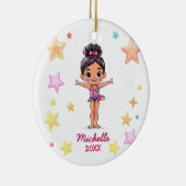 Gepersonaliseerde Kleine Gymnast Meisje Kerstmis Keramisch Ornament (Rechts)