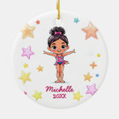 Gepersonaliseerde Kleine Gymnast Meisje Kerstmis Keramisch Ornament (Achterkant)