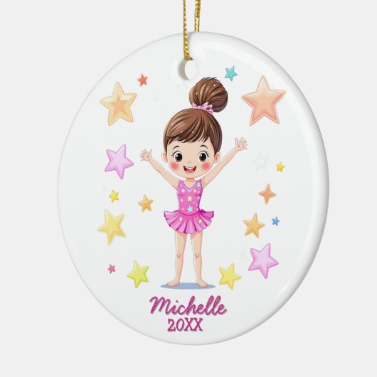 Gepersonaliseerde Kleine Gymnast Meisje Kerstmis R Keramisch Ornament (Links)
