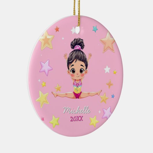 Gepersonaliseerde Kleine Gymnast Meisje Kerstmis R Keramisch Ornament (Rechts)