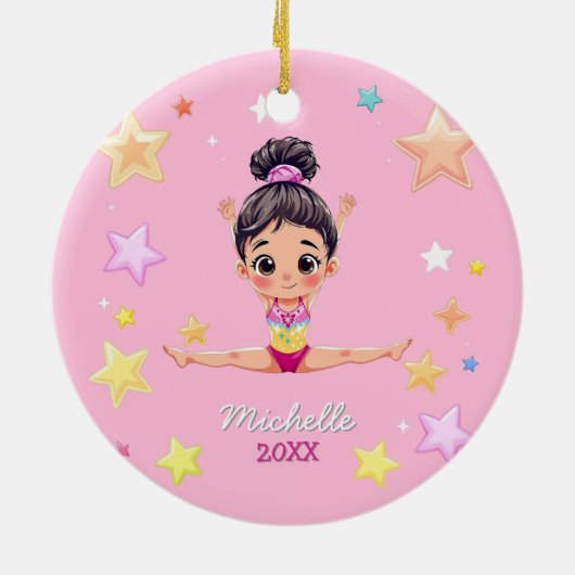 Gepersonaliseerde Kleine Gymnast Meisje Kerstmis R Keramisch Ornament (Achterkant)