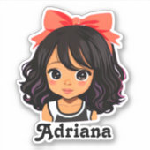 Gepersonaliseerde kleine hispanic Cartoon meisje Sticker (Voorkant)