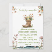 Gepersonaliseerde kleine kikker 1e verjaardagsfees kaart (Voorkant)