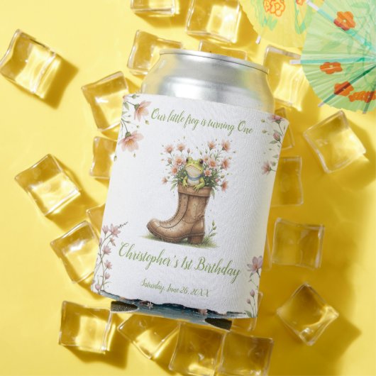 Gepersonaliseerde kleine kikker Froggie 1e verjaar Blikjeskoeler (Insitu Zomer)