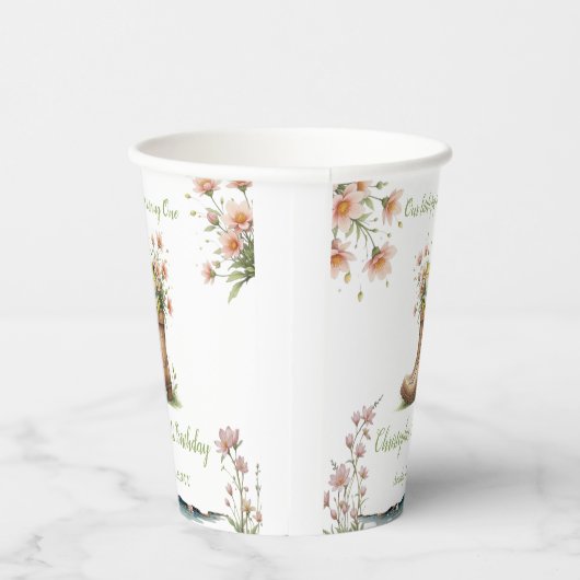 Gepersonaliseerde kleine kikker Froggie 1e verjaar Papieren Bekers (Rechts)