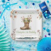 Gepersonaliseerde kleine kikker Froggie 1e verjaar Papieren Bordje (Feest)