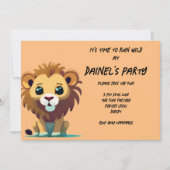 Gepersonaliseerde kleine leeuw verjaardagsfeestje kaart (Voorkant)