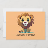 Gepersonaliseerde kleine leeuw verjaardagsfeestje kaart (Achterkant)