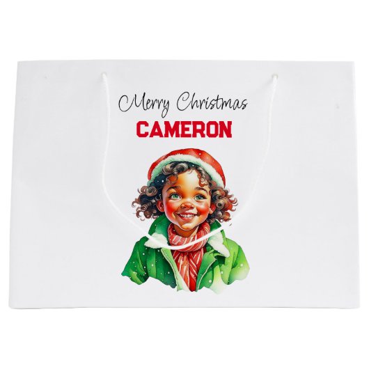 Gepersonaliseerde kleine  meisje kerst groot cadeauzakje (Voorkant)