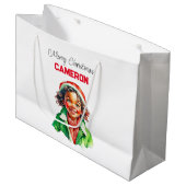 Gepersonaliseerde kleine  meisje kerst groot cadeauzakje (Voorkant Gekanteld)