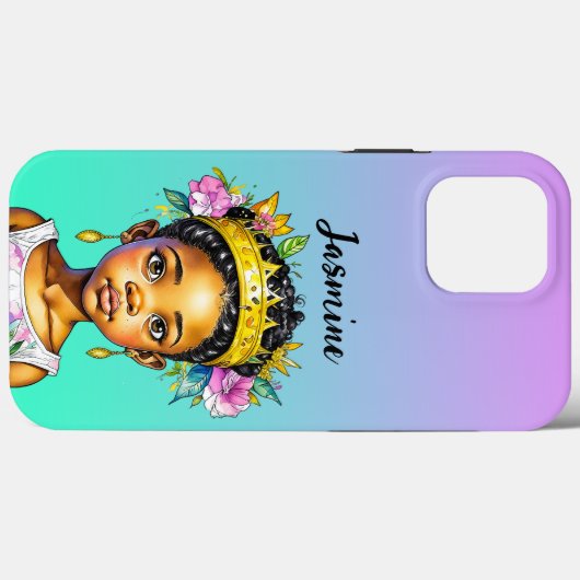 Gepersonaliseerde kleine meisje prinses van kleur Case-Mate iPhone case (Achterkant (horizontaal))