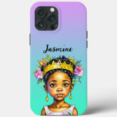 Gepersonaliseerde kleine meisje prinses van kleur Case-Mate iPhone case (Achterkant)