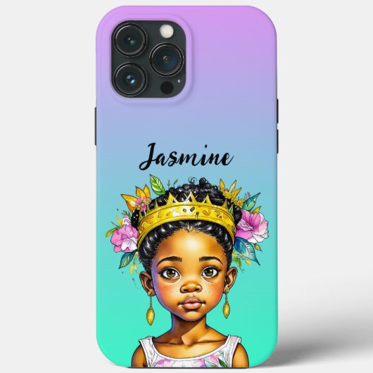 Gepersonaliseerde kleine meisje prinses van kleur Case-Mate iPhone case (Achterkant)