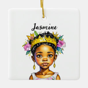 Gepersonaliseerde kleine meisje prinses van kleur keramisch ornament